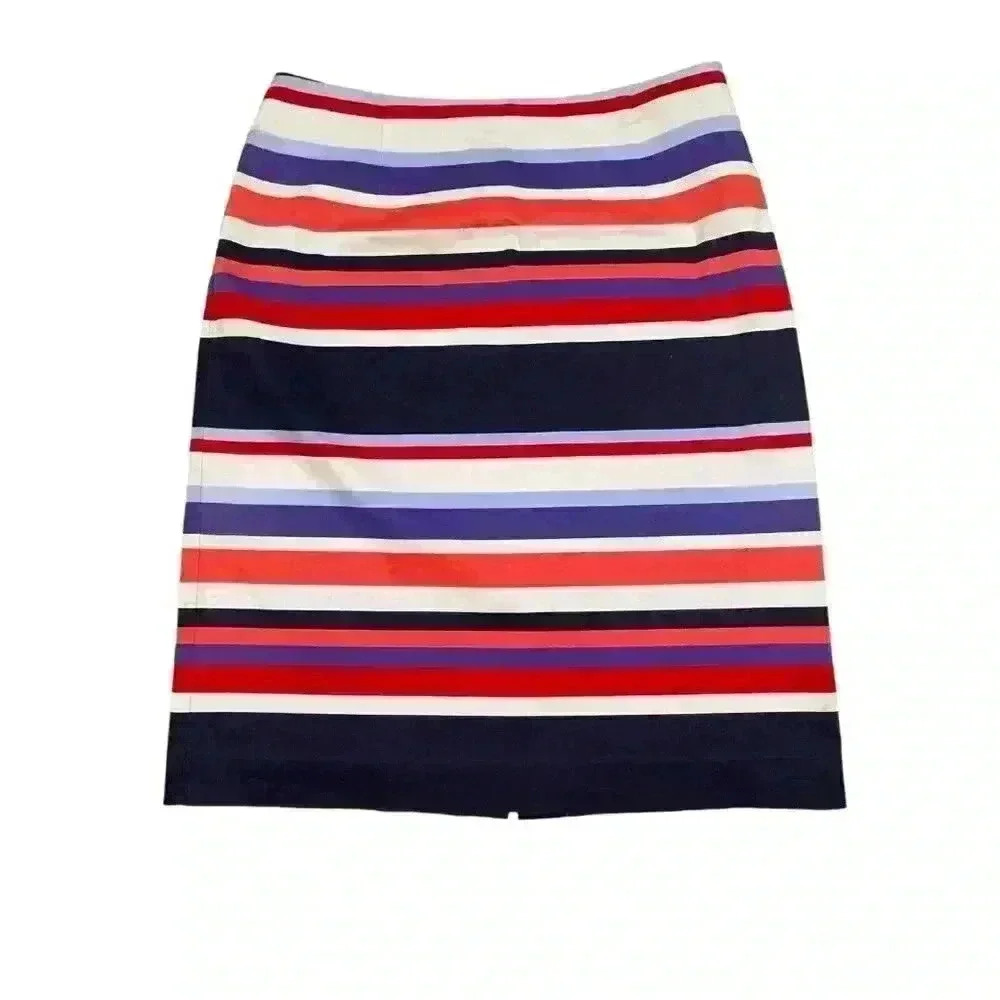 Boden Multi-Color Striped Pencil Skirt - Navy, Red, White, Purple